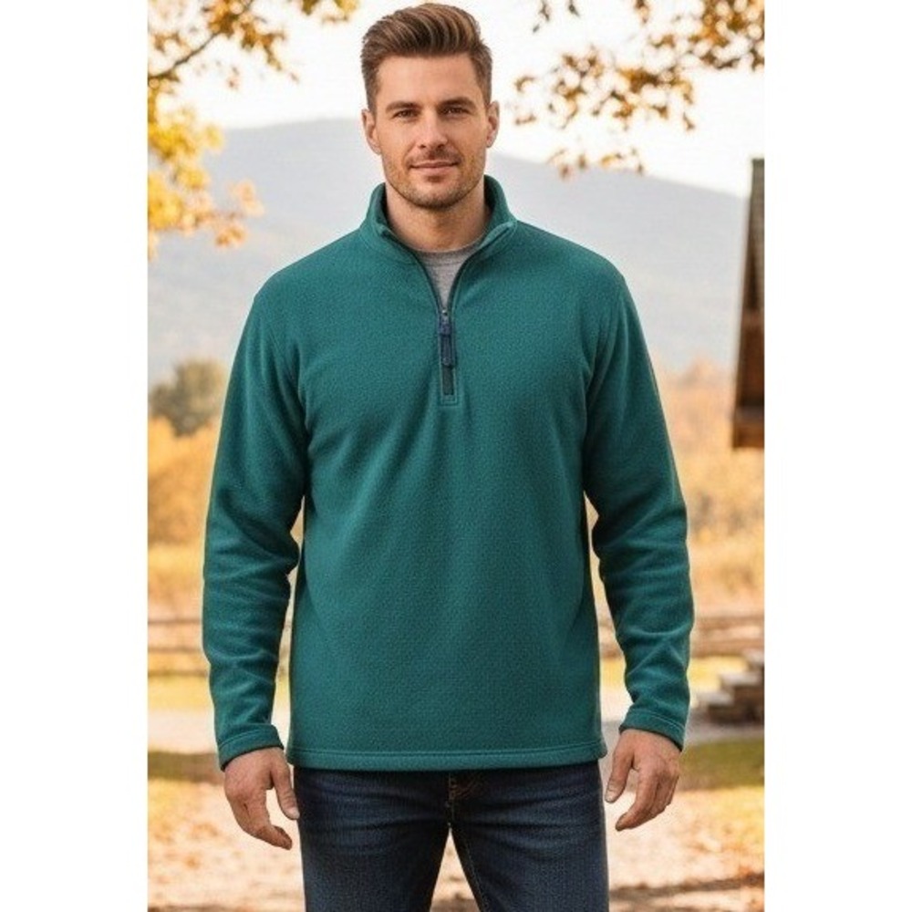 VTG EBTEK Eddie Bauer Polartec Fleece 1/4 Zip Pullover Green XL Canada Gorpcore